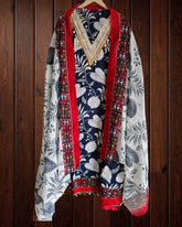 Pure Cotton Printed Suit with Coin Neck Work & Floral Dupatta